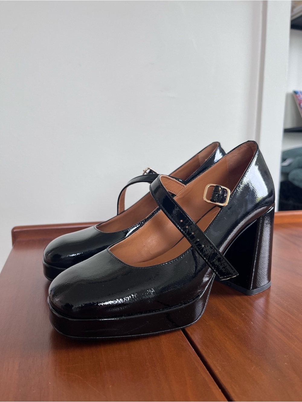 Sezane Georgia High Mary Jane Heels - Black Patent - size 38 U.S. 7 - Picture 7 of 7